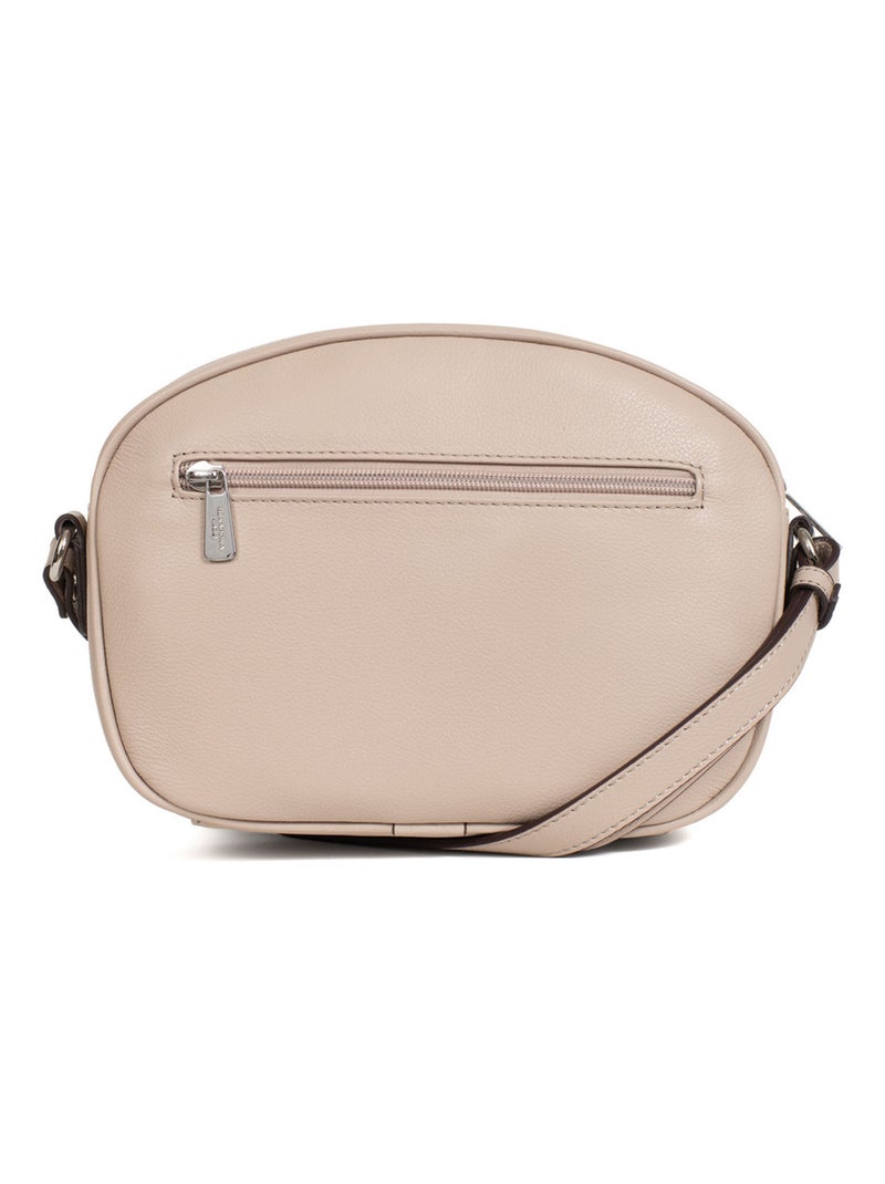 Sac porté travers  cuir confort hexagona Beige - Kiabi