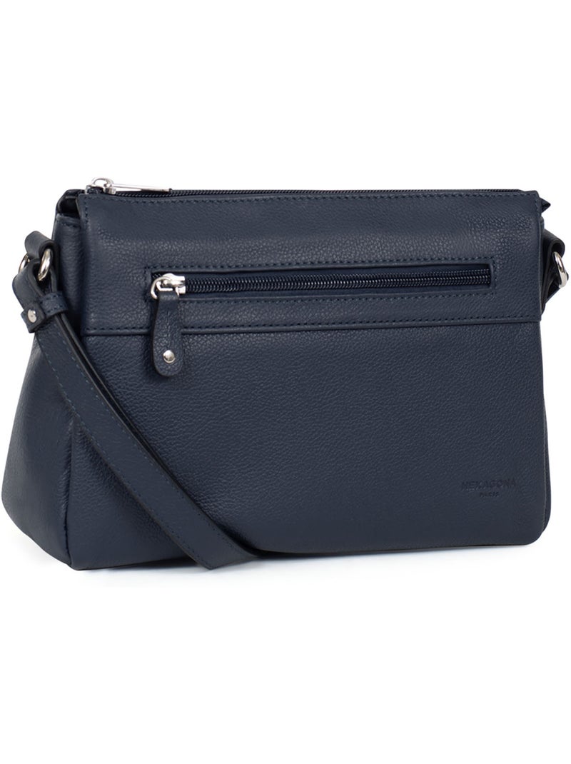 Sac porté travers  cuir confort hexagona Bleu marine - Kiabi