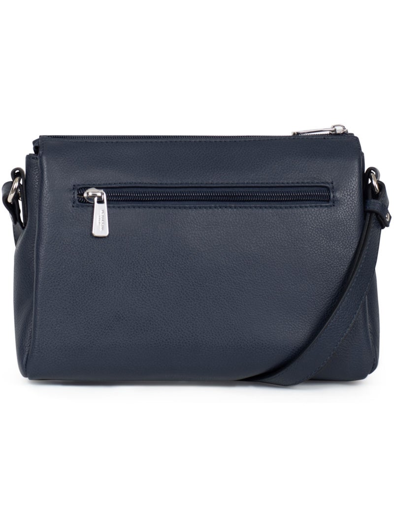 Sac porté travers  cuir confort hexagona Bleu marine - Kiabi