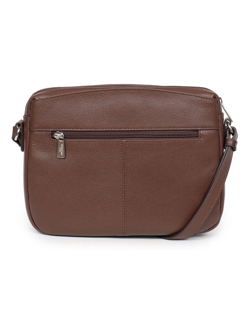 Sac porté travers  cuir confort hexagona Marron chocolat - Kiabi
