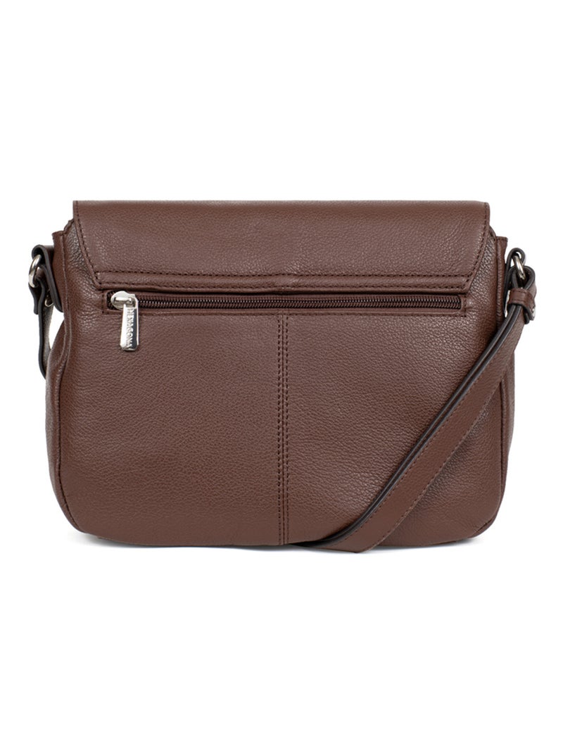 Sac porté travers  cuir confort hexagona Marron chocolat - Kiabi