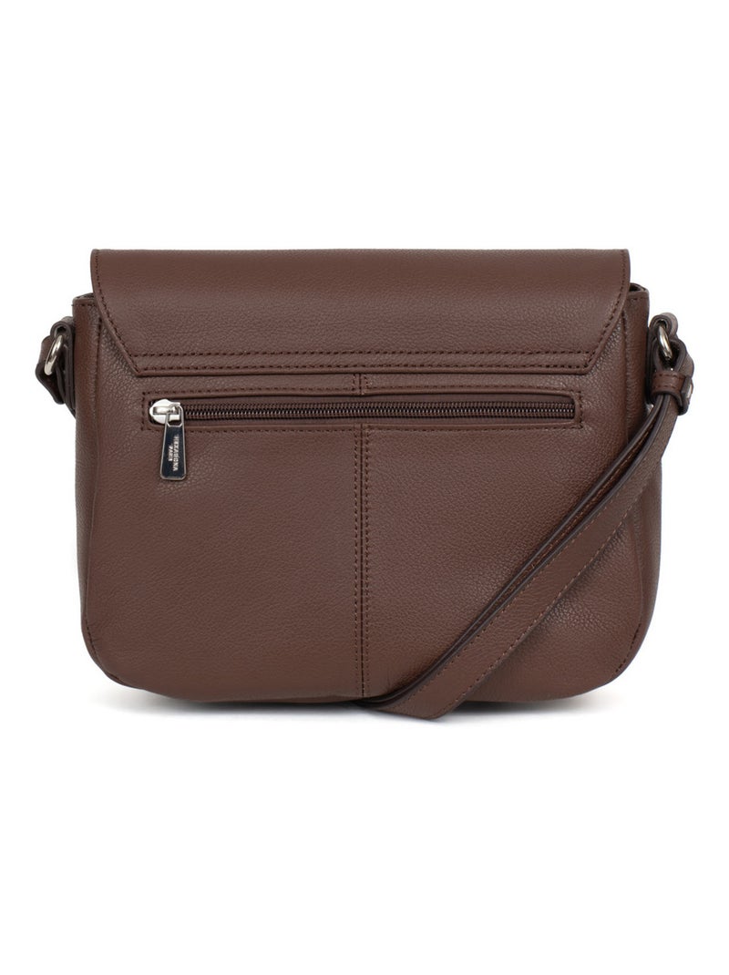 Sac porté travers  cuir confort hexagona Marron chocolat - Kiabi