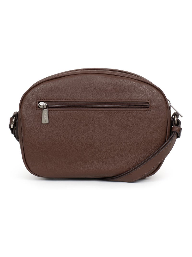 Sac porté travers  cuir confort hexagona Marron chocolat - Kiabi