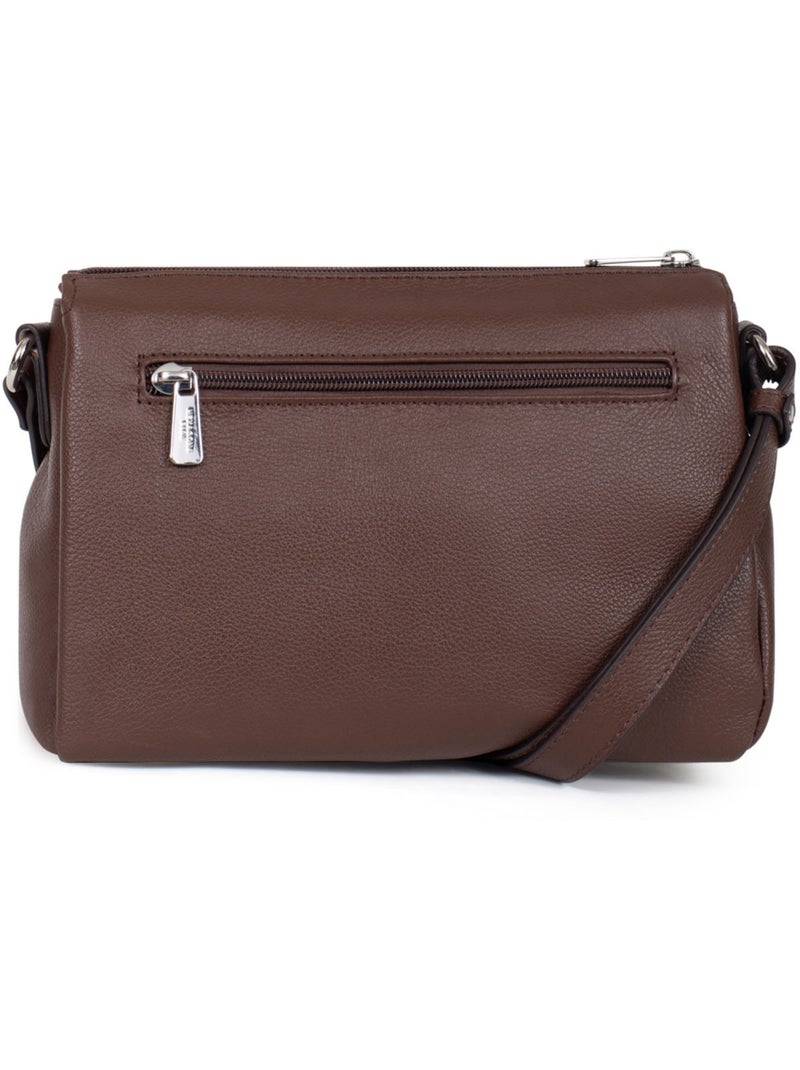 Sac porté travers  cuir confort hexagona Marron chocolat - Kiabi