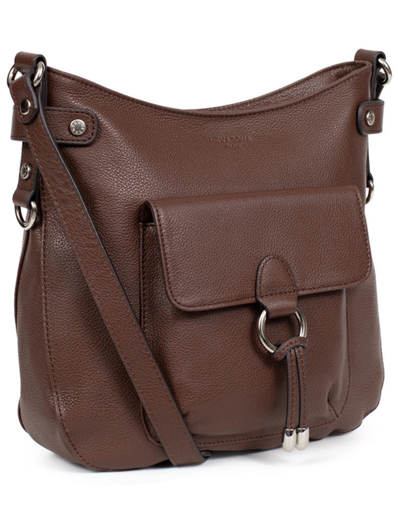 Sac porté travers  cuir confort hexagona Marron chocolat - Kiabi