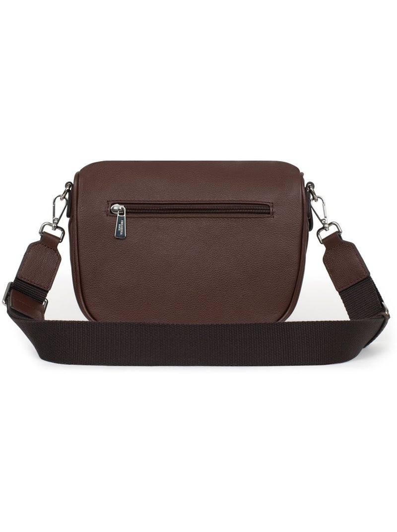 Sac porté travers  cuir confort hexagona Marron chocolat - Kiabi