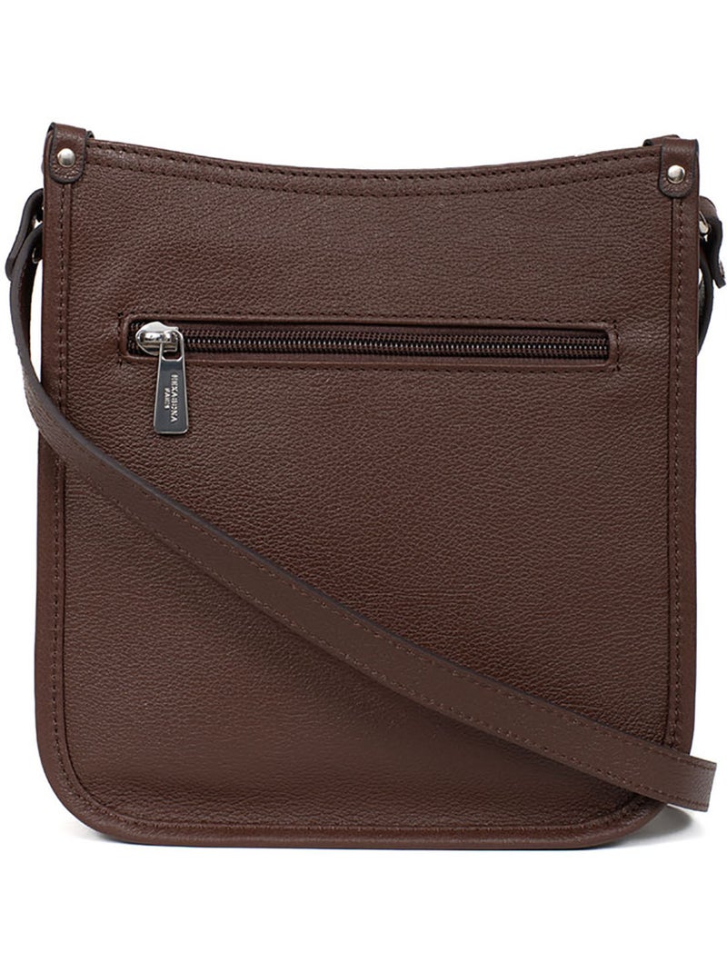 Sac porté travers  cuir confort hexagona Marron chocolat - Kiabi