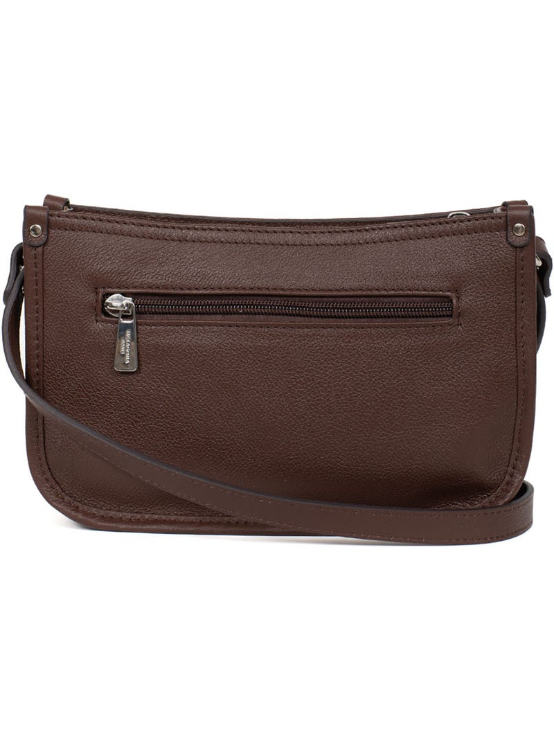 Sac porté travers  cuir confort hexagona Marron chocolat - Kiabi