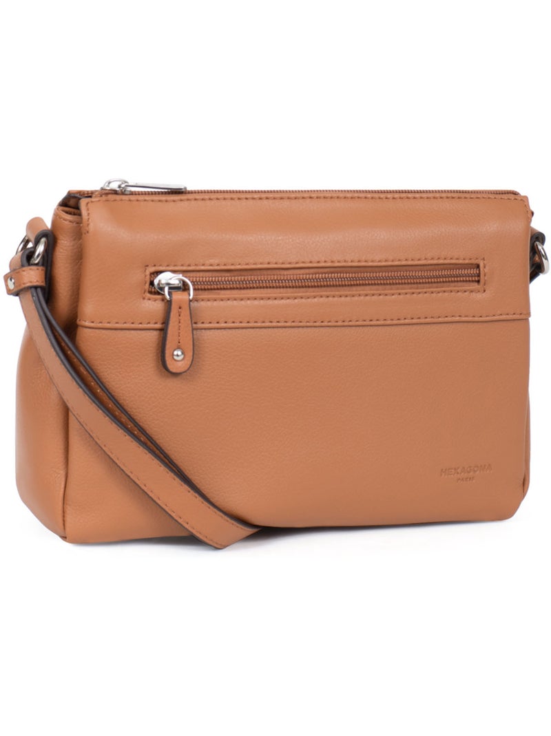 Sac porté travers  cuir confort hexagona Marron clair - Kiabi