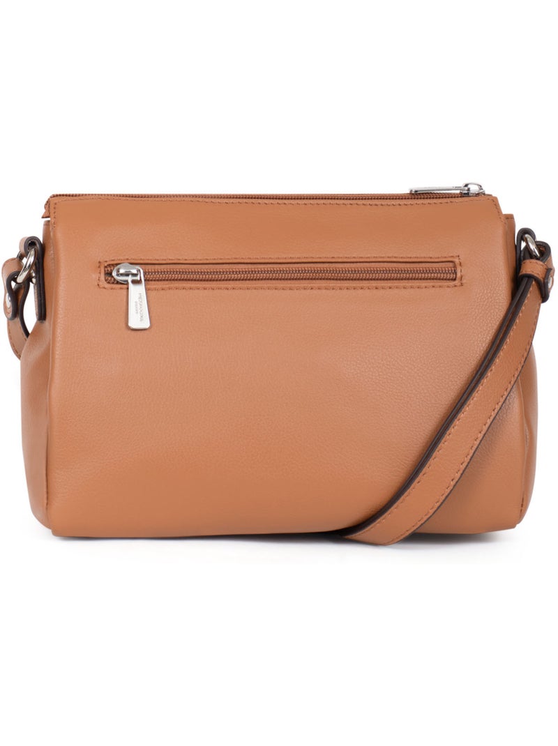 Sac porté travers  cuir confort hexagona Marron clair - Kiabi