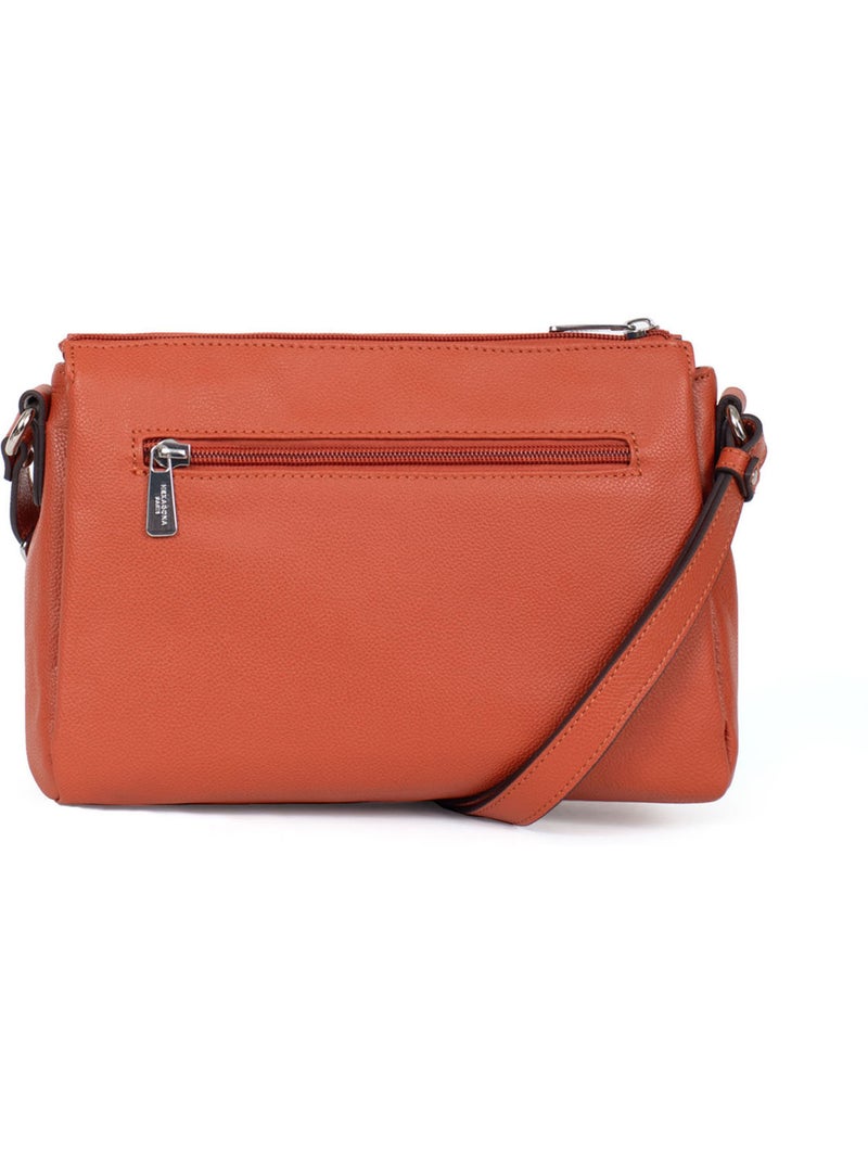 Sac porté travers  cuir confort hexagona Orange - Kiabi