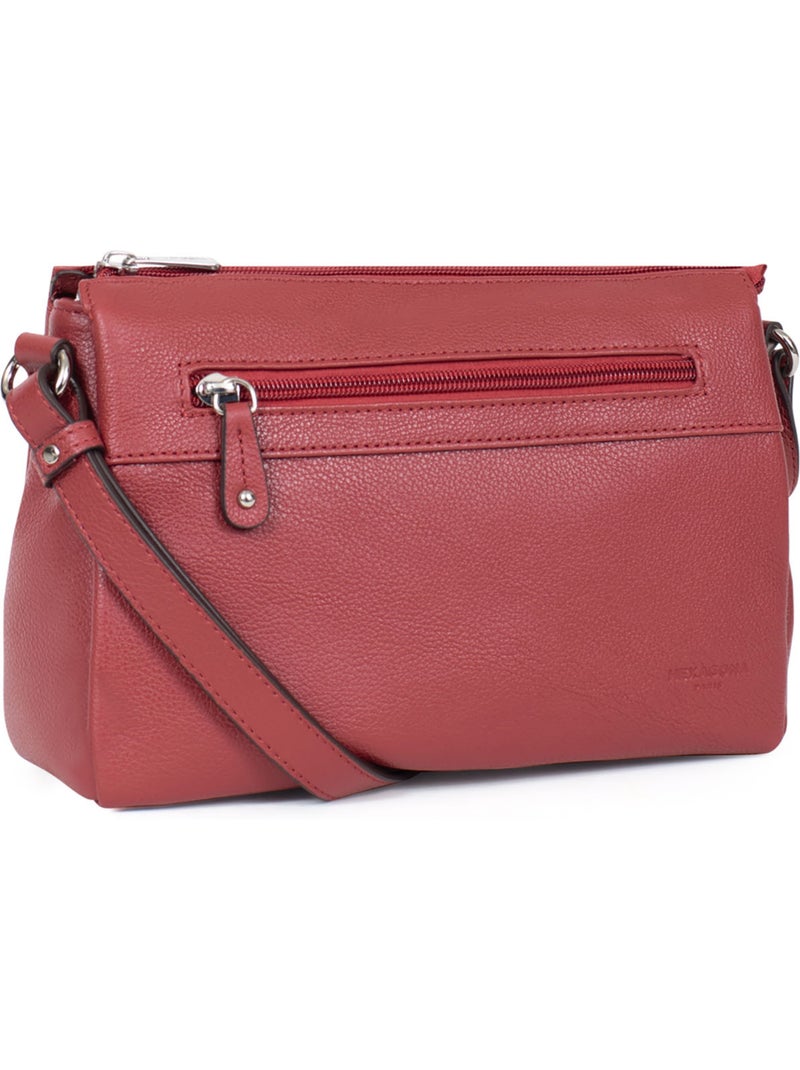 Sac porté travers  cuir confort hexagona Rouge foncé - Kiabi
