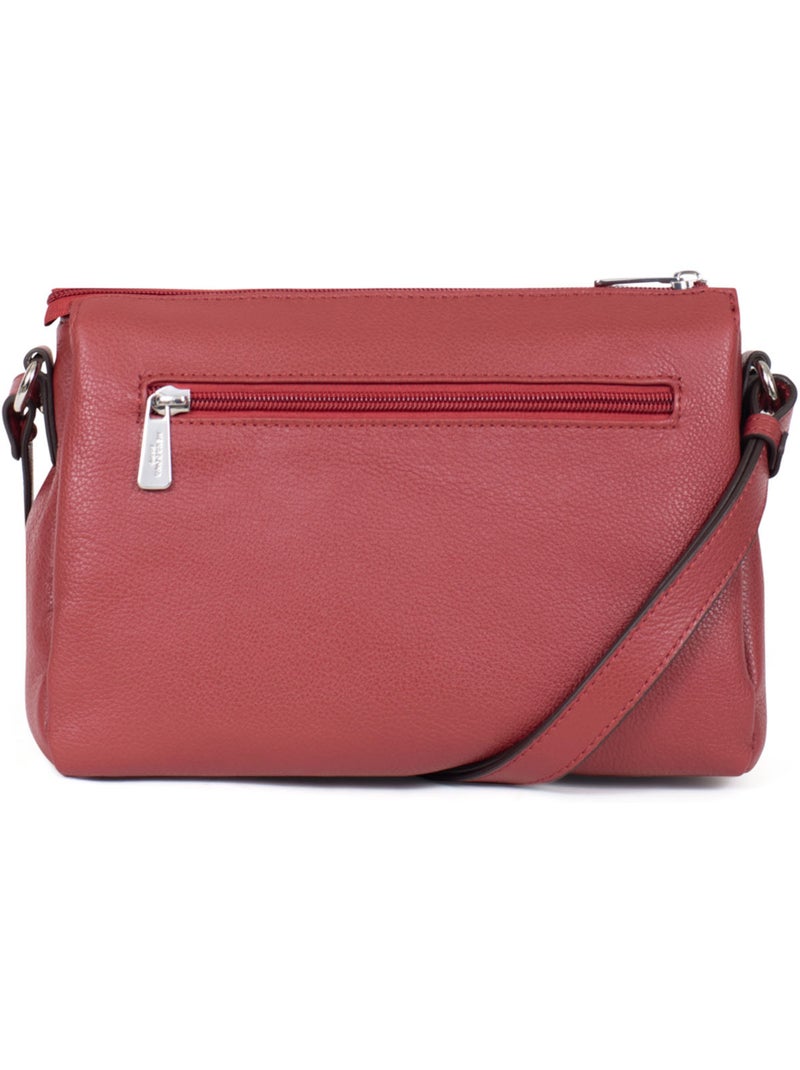 Sac porté travers  cuir confort hexagona Rouge foncé - Kiabi