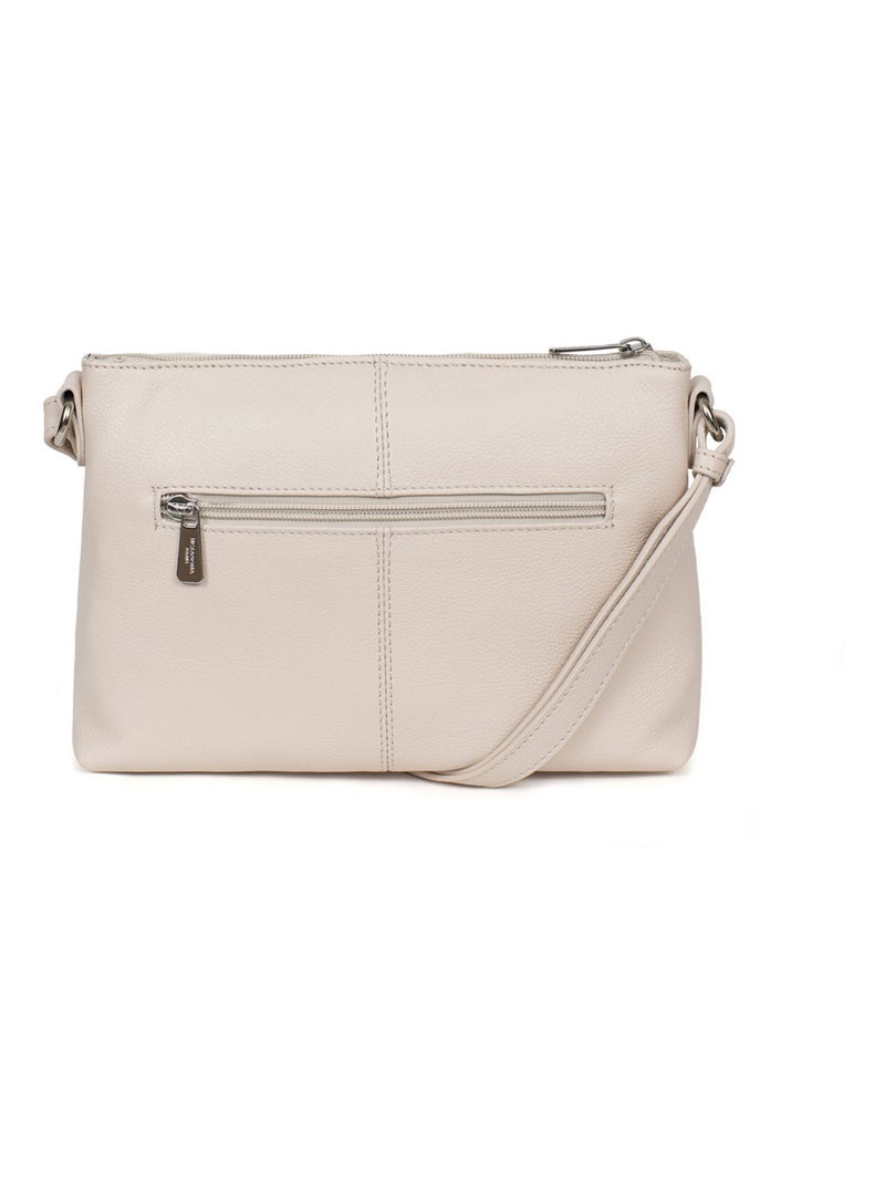 Sac porté travers  Cuir CONFORT Ivoire - Kiabi