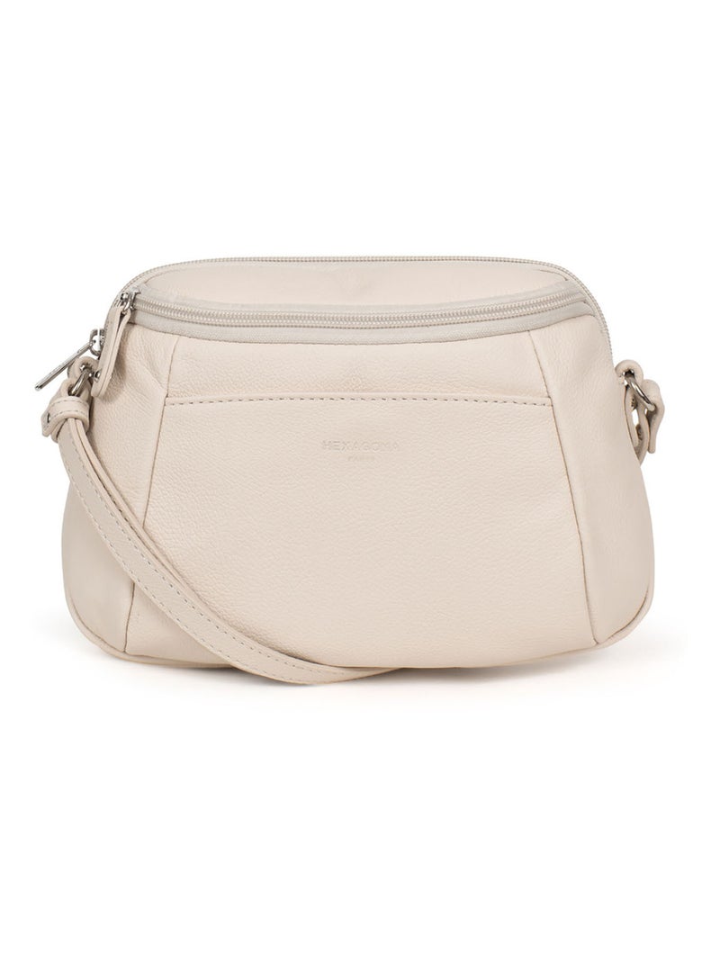 Sac porté travers  Cuir CONFORT Ivoire - Kiabi