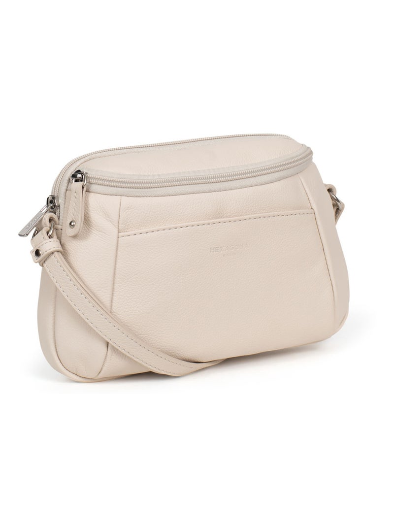 Sac porté travers  Cuir CONFORT Ivoire - Kiabi