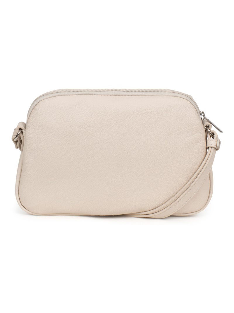 Sac porté travers  Cuir CONFORT Ivoire - Kiabi