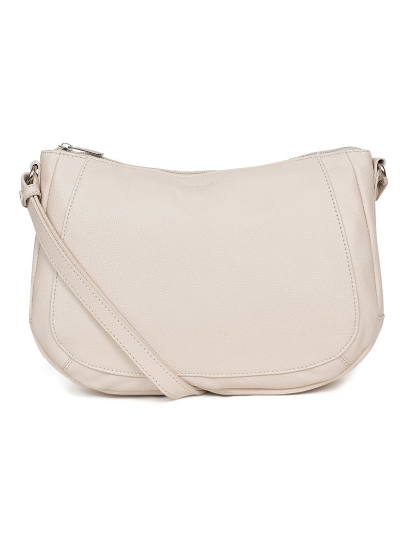 Sac porté travers  Cuir CONFORT Ivoire - Kiabi