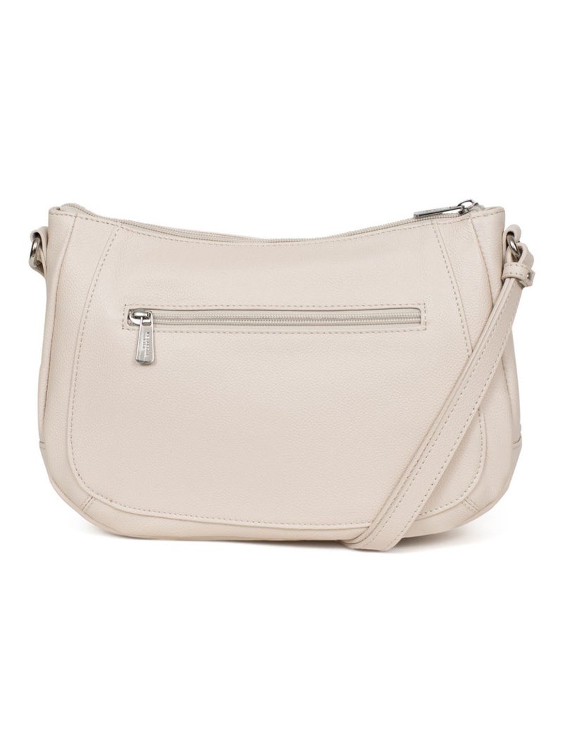 Sac porté travers  Cuir CONFORT Ivoire - Kiabi