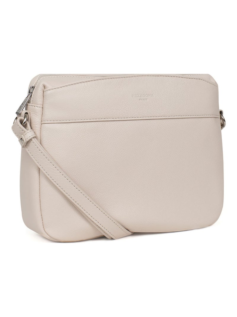 Sac porté travers  Cuir CONFORT Ivoire - Kiabi