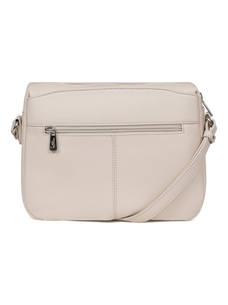 Sac porté travers  Cuir CONFORT Ivoire - Kiabi