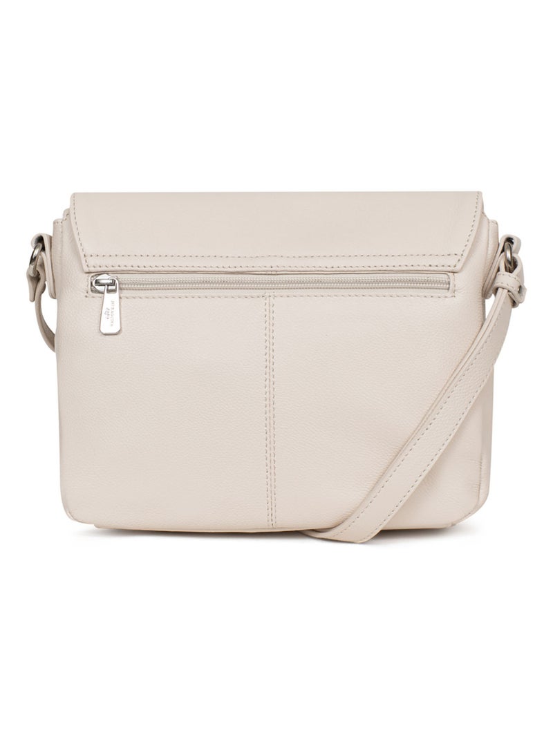 Sac porté travers  Cuir CONFORT Ivoire - Kiabi