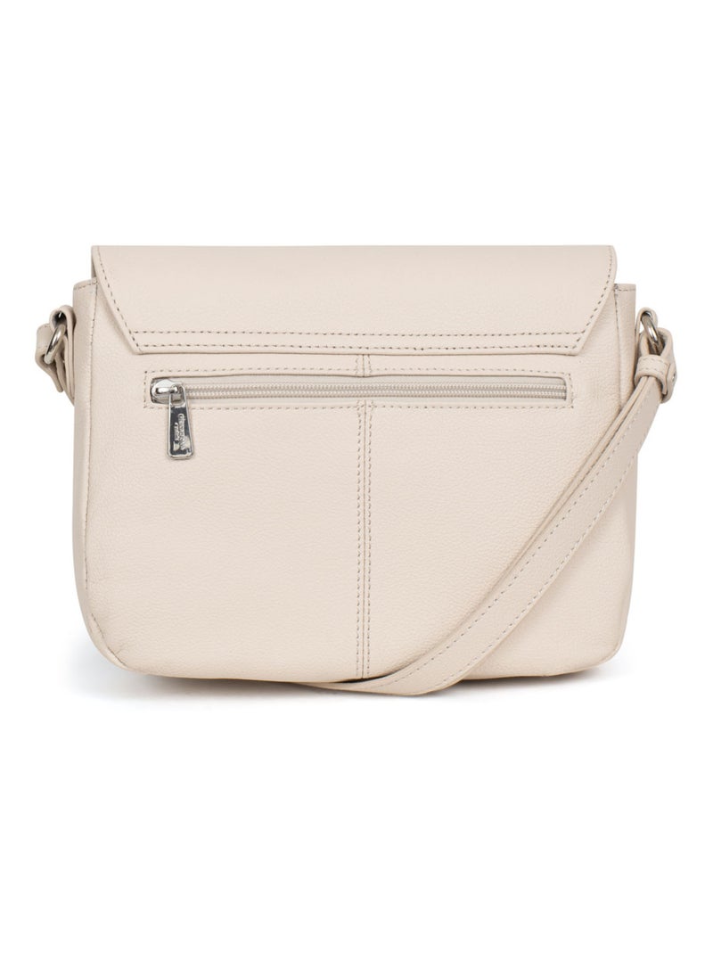 Sac porté travers  Cuir CONFORT Ivoire - Kiabi
