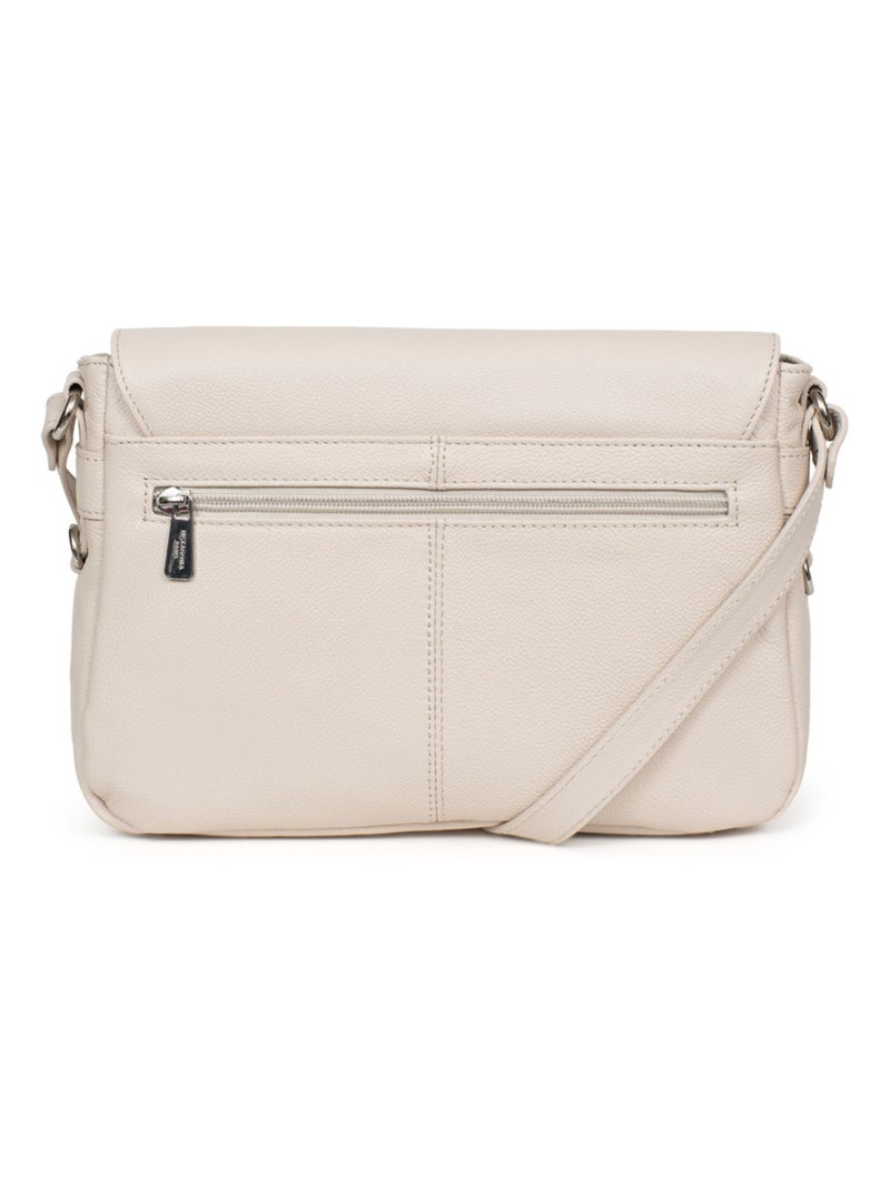 Sac porté travers  Cuir CONFORT Ivoire - Kiabi