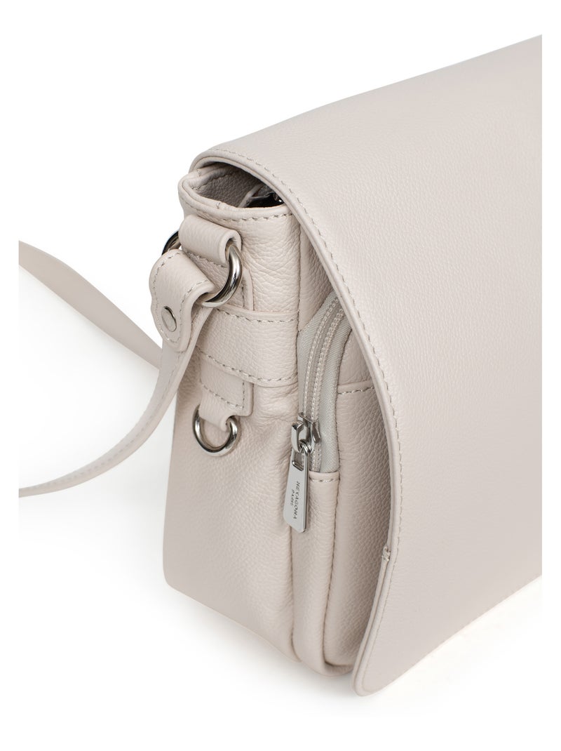Sac porté travers  Cuir CONFORT Ivoire - Kiabi
