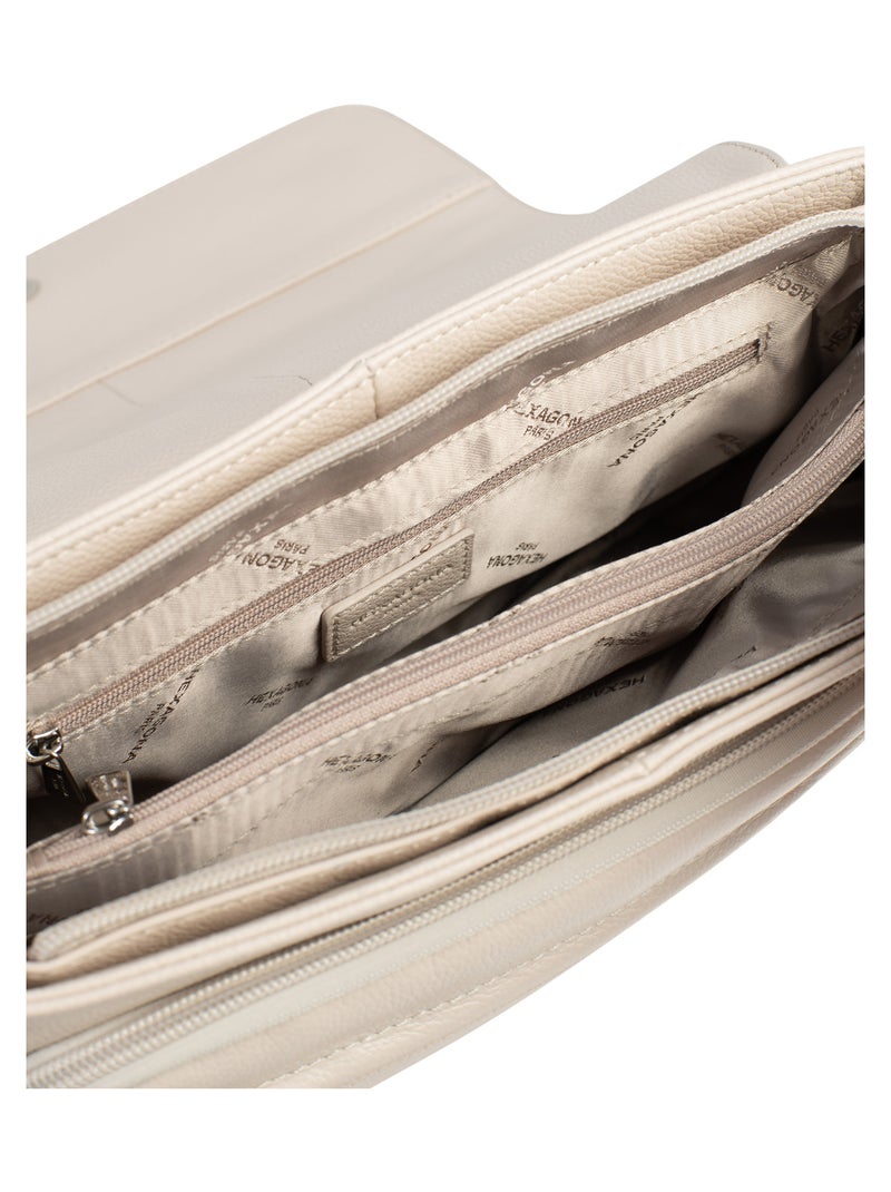 Sac porté travers  Cuir CONFORT Ivoire - Kiabi