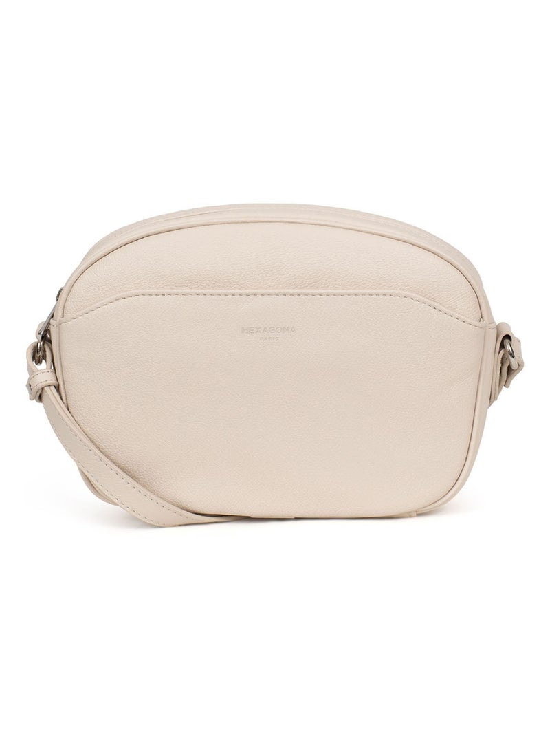 Sac porté travers  Cuir CONFORT Ivoire - Kiabi