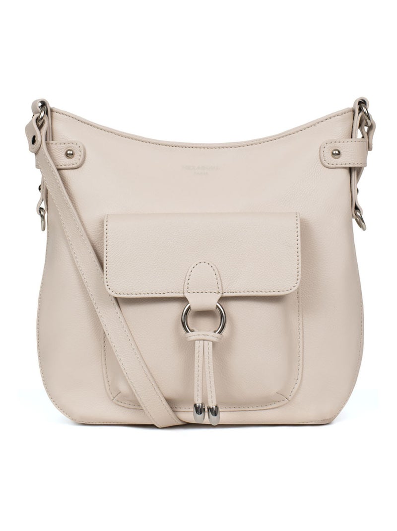 Sac porté travers  Cuir CONFORT Ivoire - Kiabi