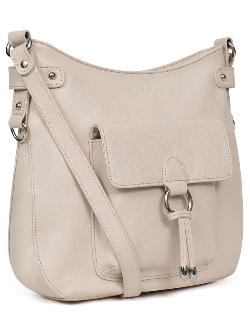 Sac porté travers  Cuir CONFORT Ivoire - Kiabi