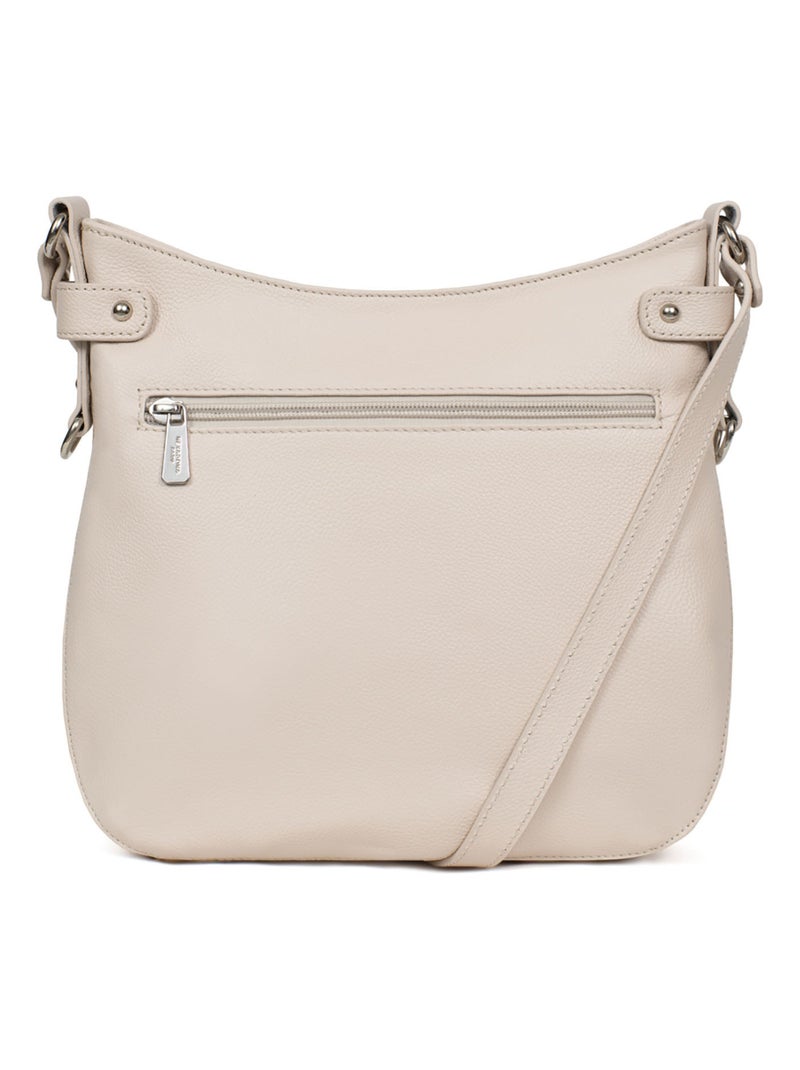 Sac porté travers  Cuir CONFORT Ivoire - Kiabi