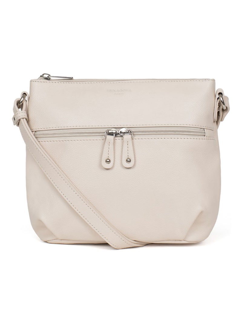 Sac porté travers  Cuir CONFORT Ivoire - Kiabi