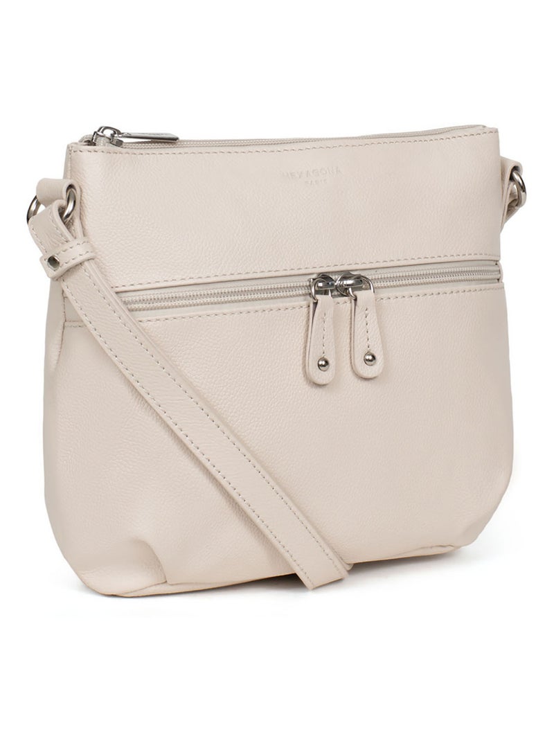 Sac porté travers  Cuir CONFORT Ivoire - Kiabi