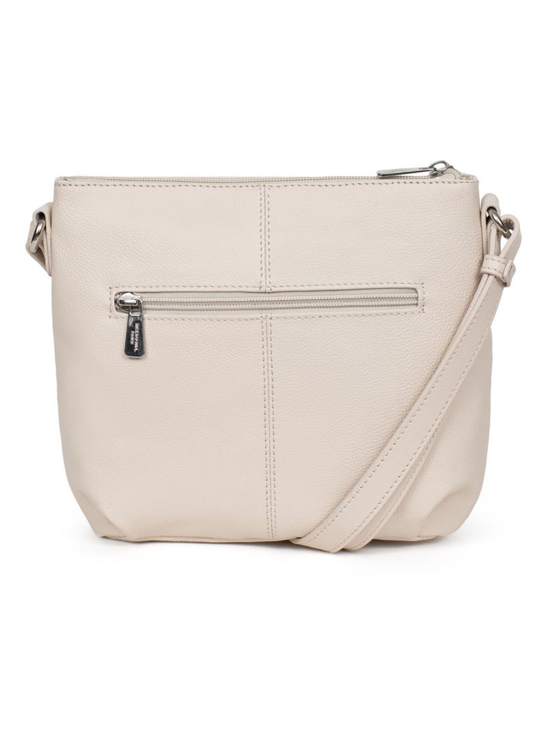 Sac porté travers  Cuir CONFORT Ivoire - Kiabi