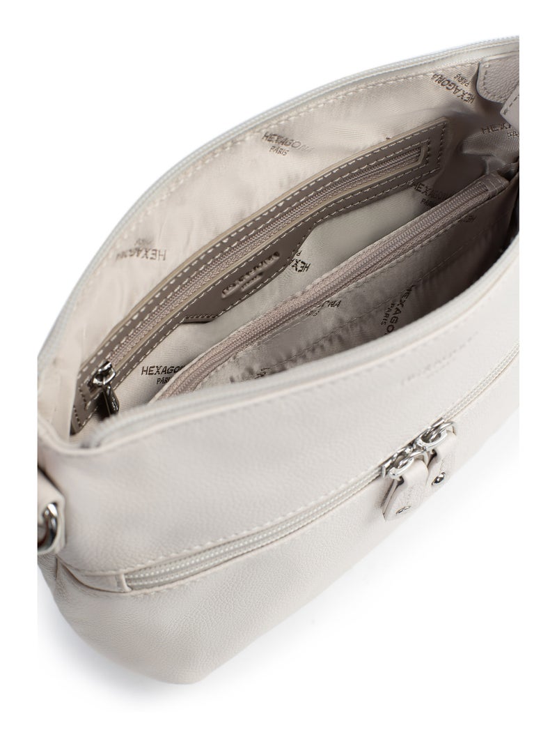 Sac porté travers  Cuir CONFORT Ivoire - Kiabi