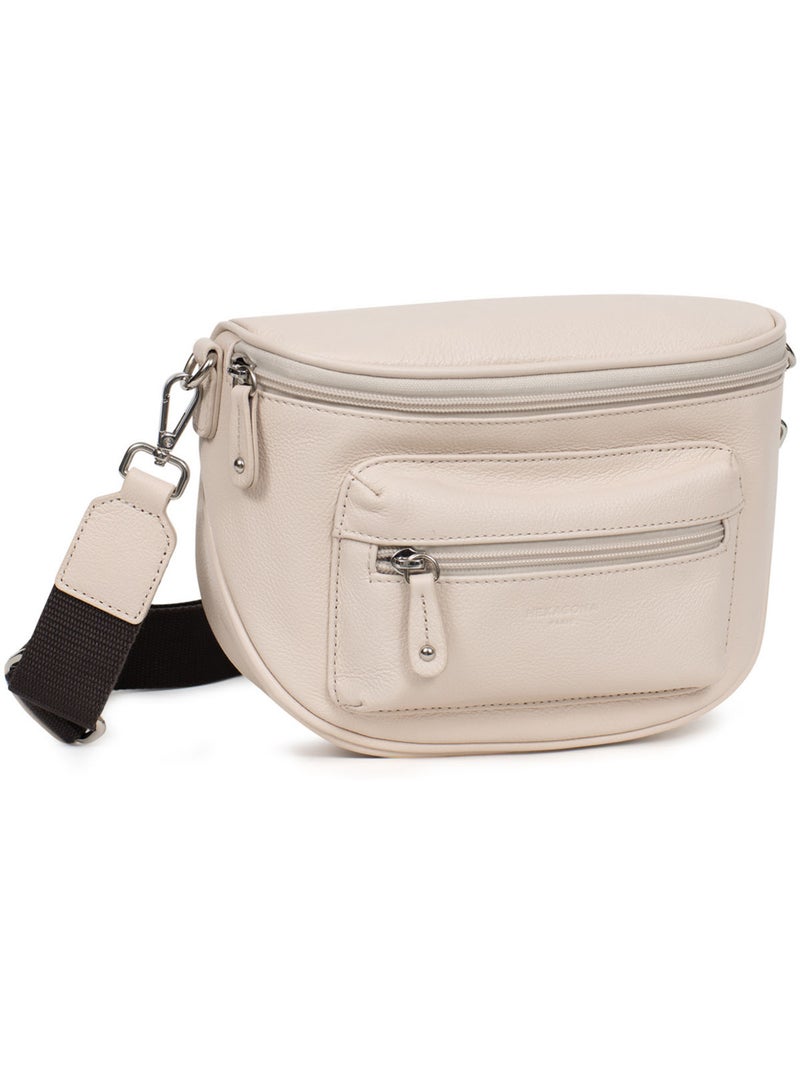 Sac porté travers  Cuir CONFORT Ivoire - Kiabi