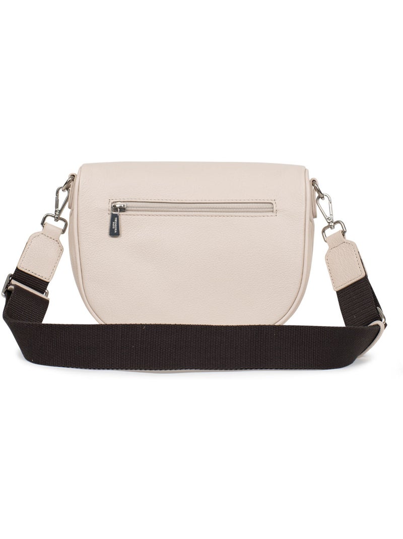 Sac porté travers  Cuir CONFORT Ivoire - Kiabi