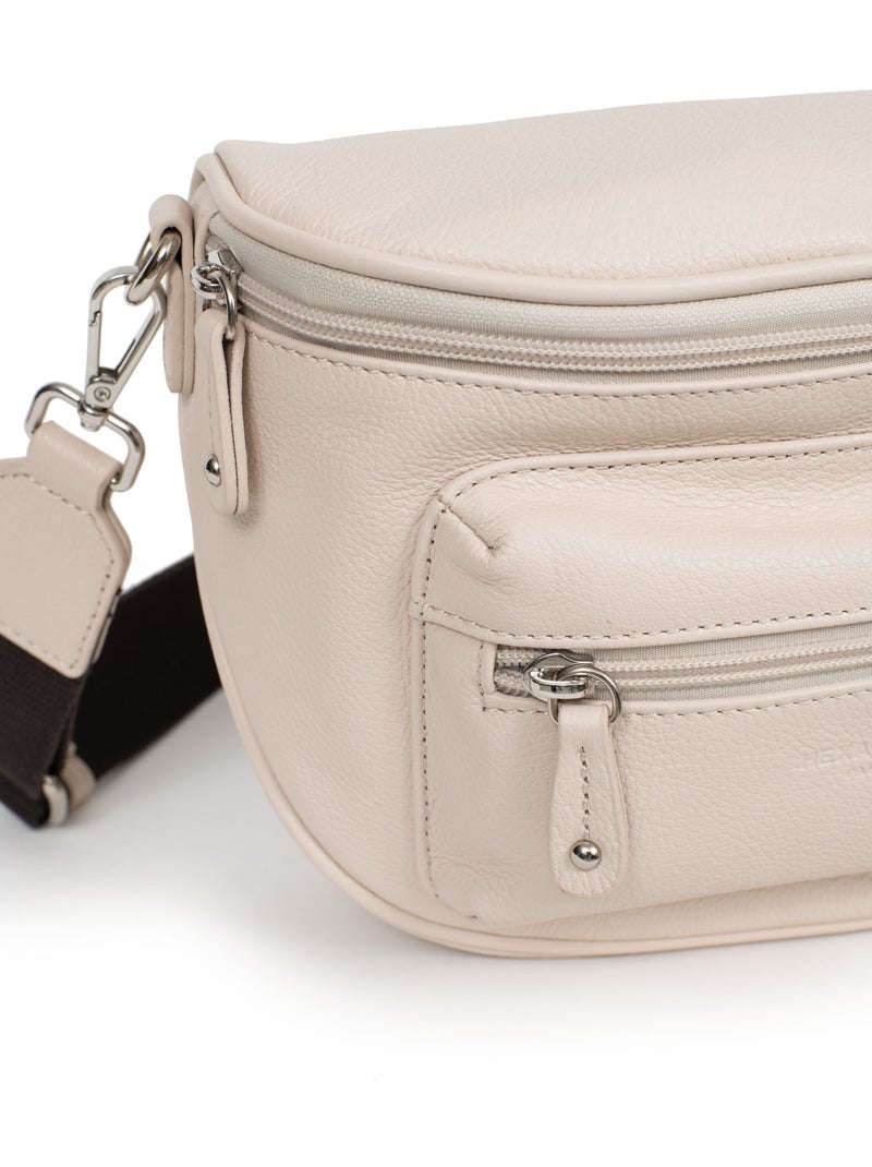 Sac porté travers  Cuir CONFORT Ivoire - Kiabi