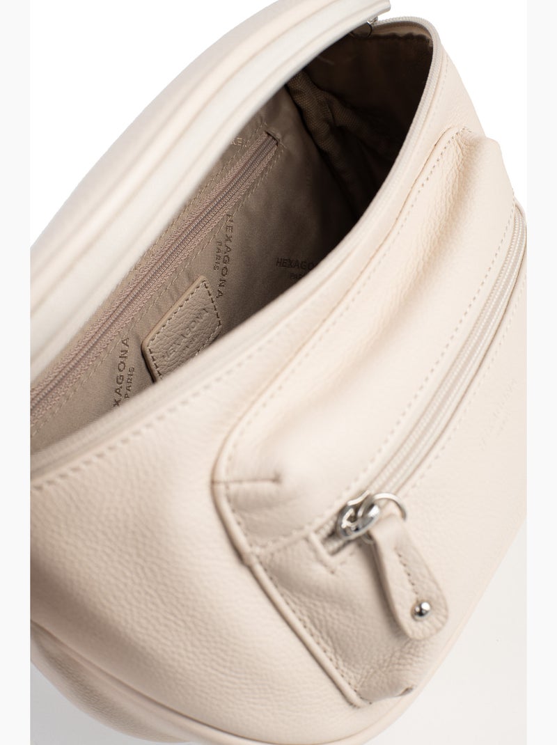 Sac porté travers  Cuir CONFORT Ivoire - Kiabi