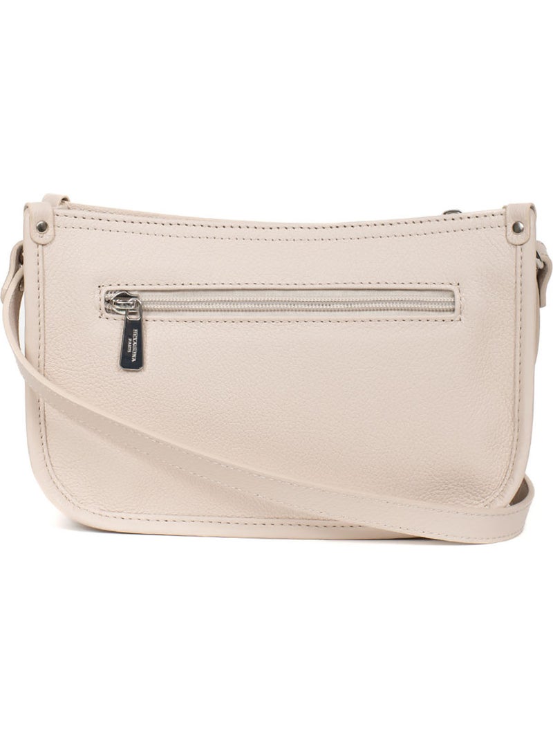 Sac porté travers  Cuir CONFORT Ivoire - Kiabi