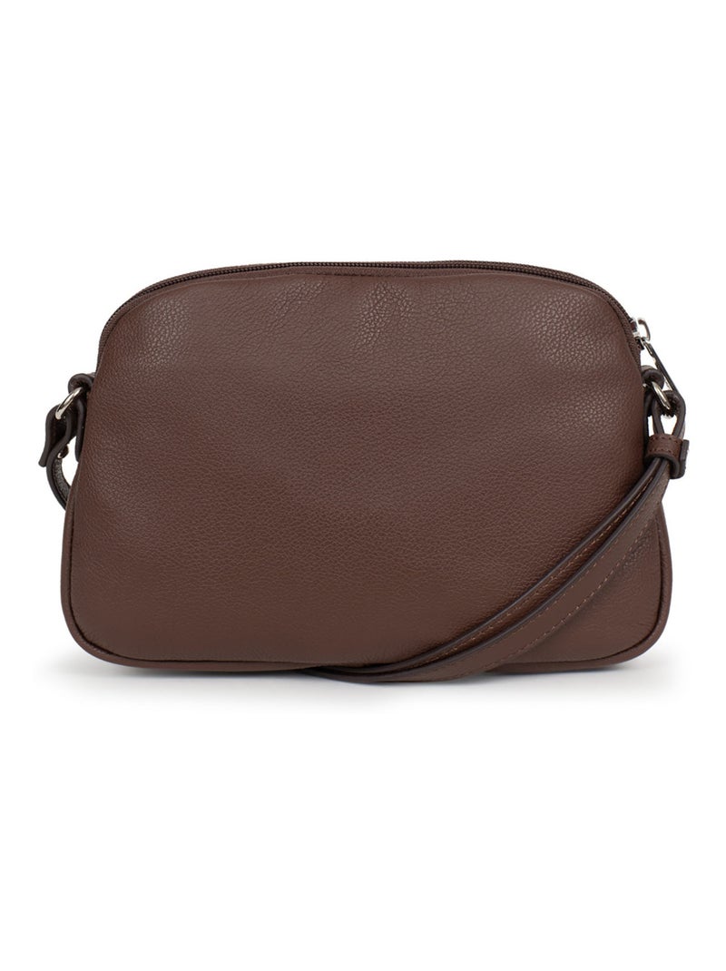 Sac porté travers  Cuir CONFORT Marron chocolat - Kiabi