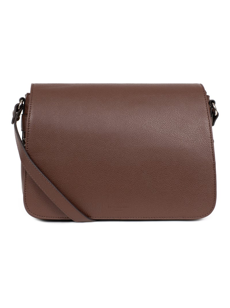 Sac porté travers  Cuir CONFORT Marron chocolat - Kiabi