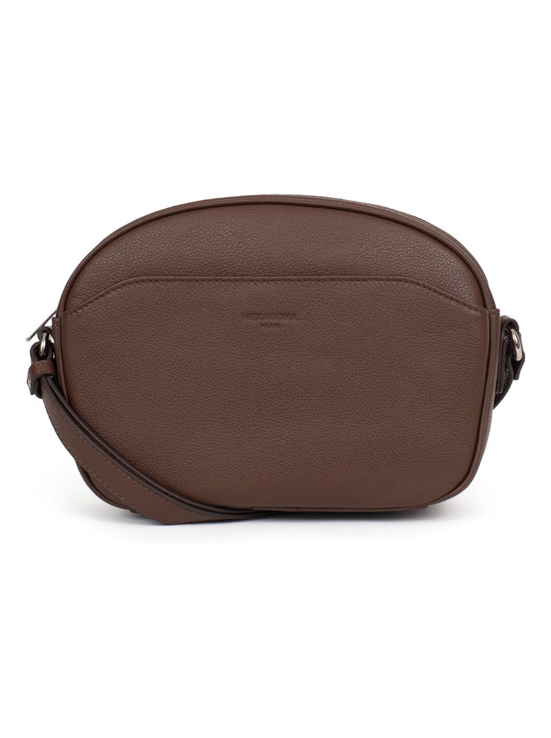 Sac porté travers  Cuir CONFORT Marron chocolat - Kiabi