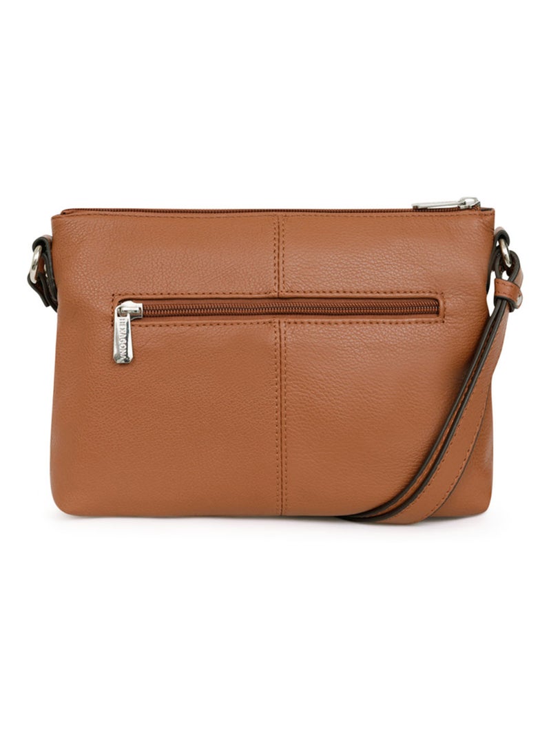 Sac porté travers  Cuir CONFORT Marron clair - Kiabi