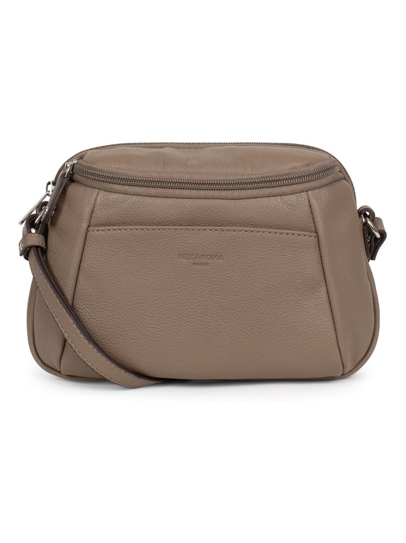 Sac porté travers  Cuir CONFORT Marron clair - Kiabi