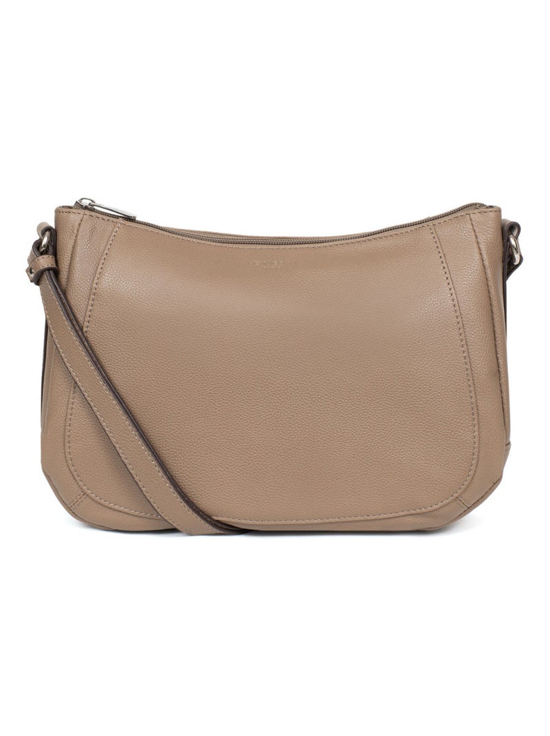 Sac porté travers  Cuir CONFORT Marron clair - Kiabi