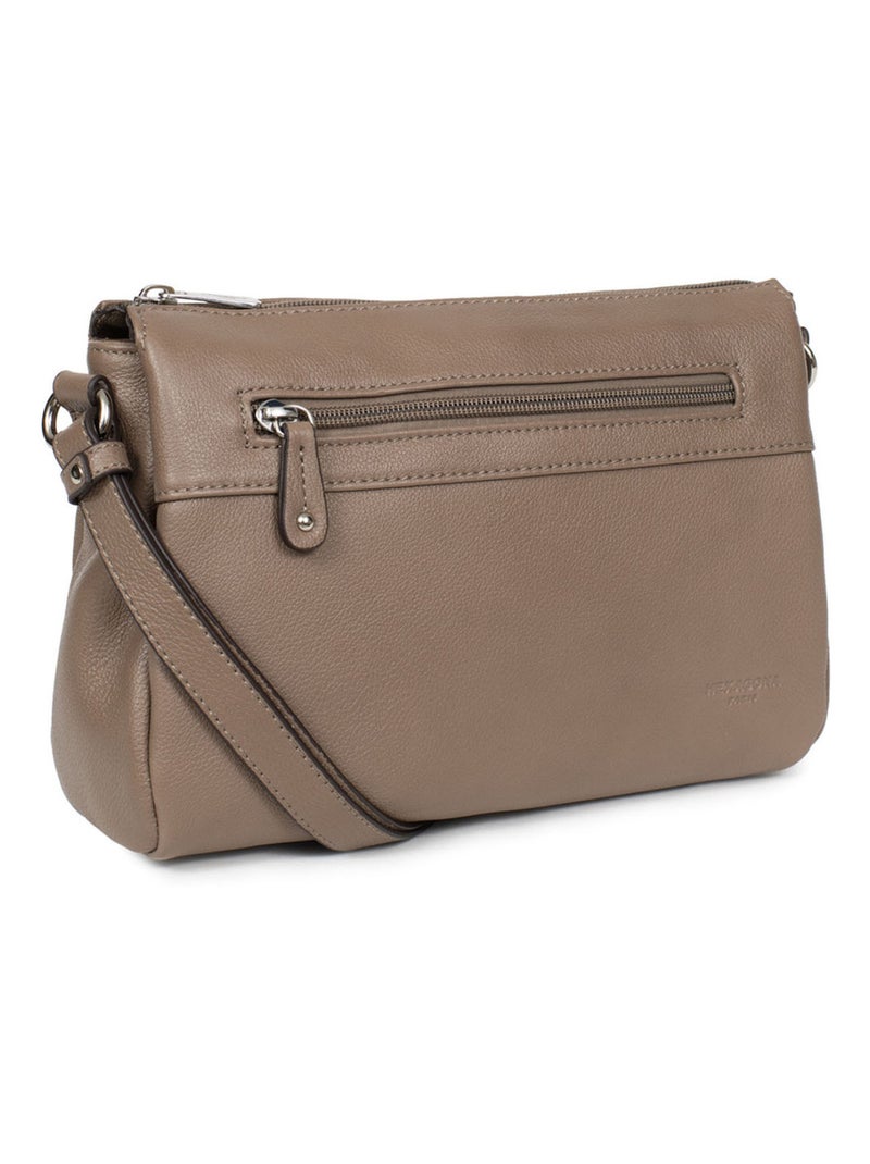 Sac porté travers  Cuir CONFORT Marron clair - Kiabi